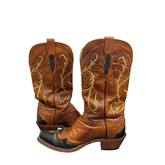 Lucchese Brown Leather Western Boots Size 7.5 - Picture 6 of 9